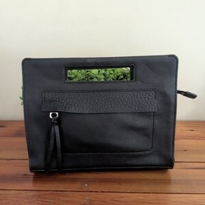 Black Leather Coach Bleecker Pocket Clutch F51635